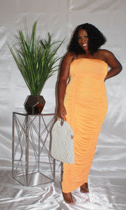 "Date Night" Orange Ruched Dress