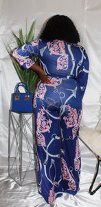 "Downtown Brunch"  Pink and Blue Jumpsuit