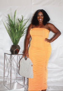 "Date Night" Orange Ruched Dress